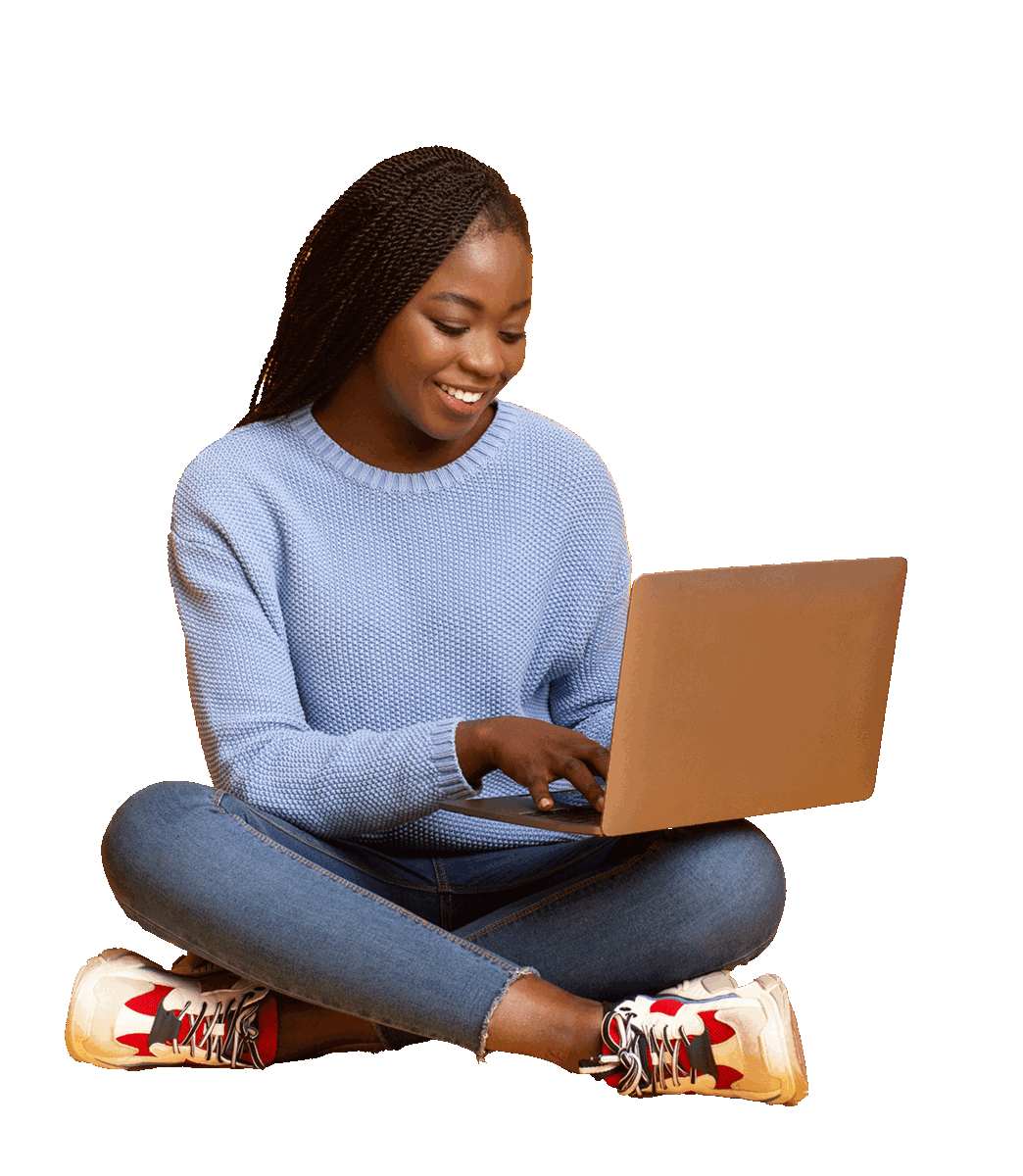 Excited woman with laptop